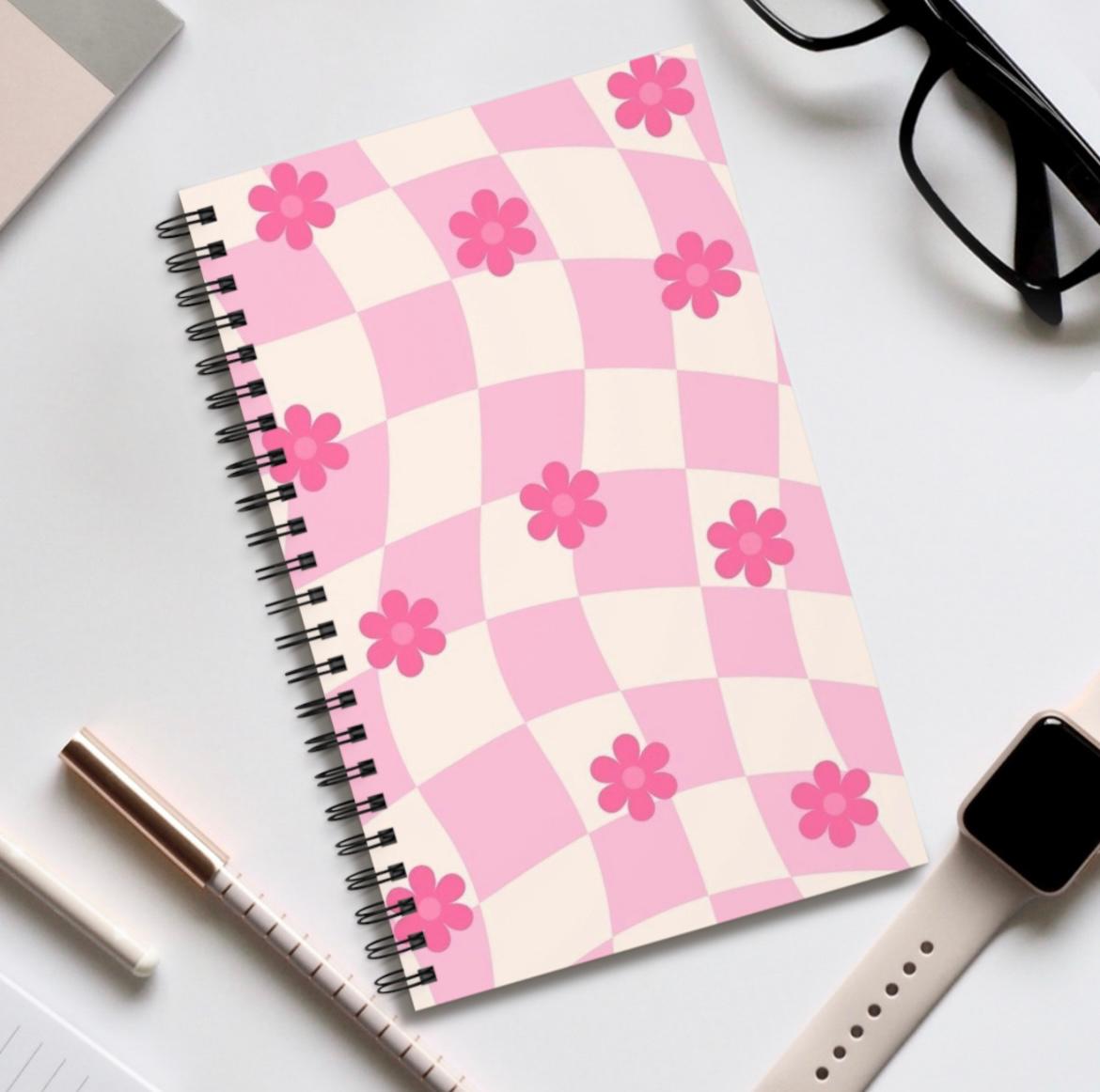 Pink and White Checkered Floral