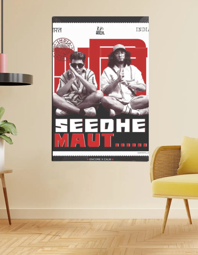 Seedhe Maut — Cross-Legged Chaos | Red × White Poster