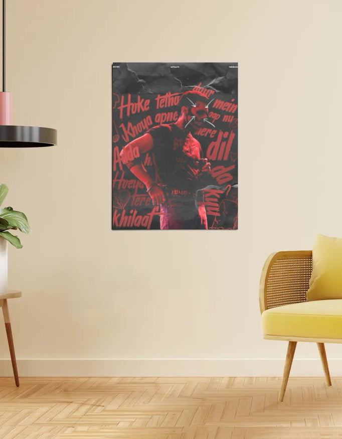 Khilaaf – Talwinder Red Text Poster (Pain Typography on Black)