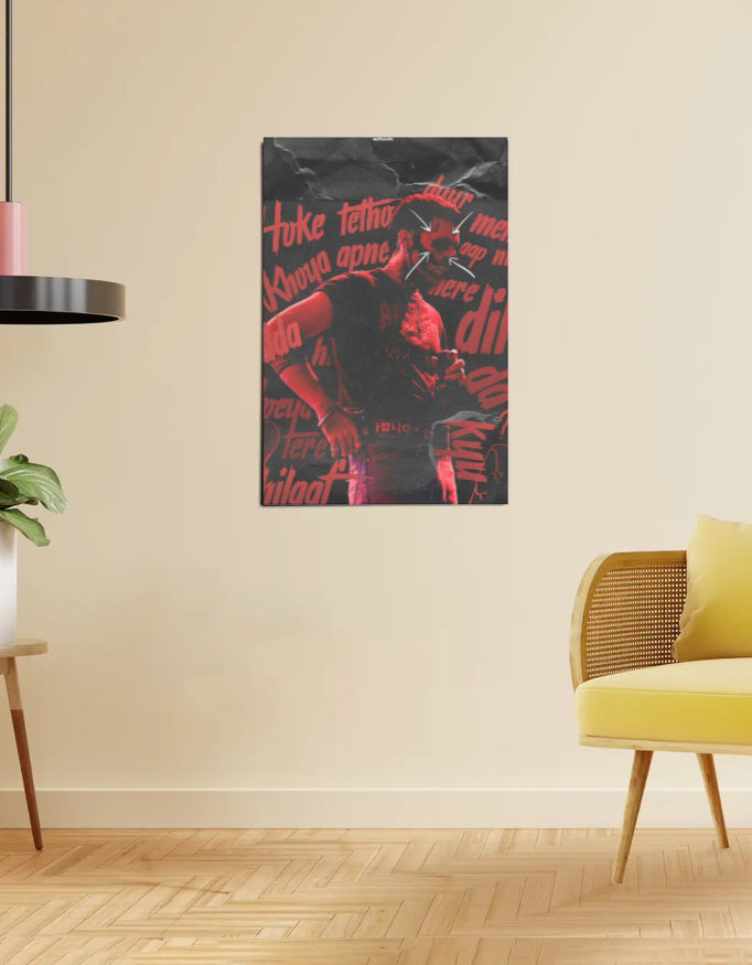 Khilaaf – Talwinder Red Text Poster (Pain Typography on Black)