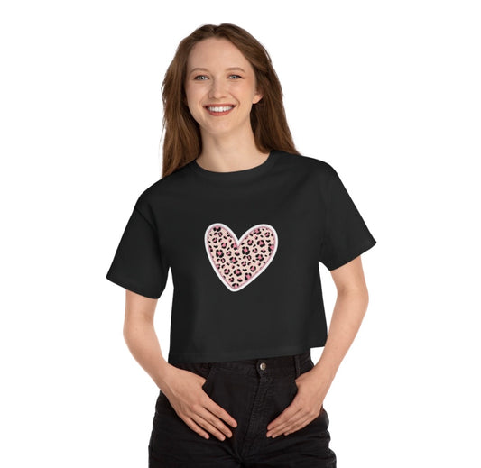 Pink-Cheetah Heart Print Crop Top - For The Cheetah In You!!