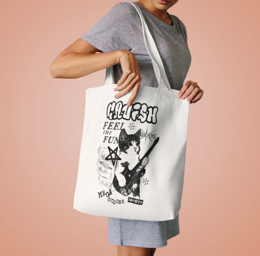 Strummin’ Cat Tote – Monochrome Music Vibes