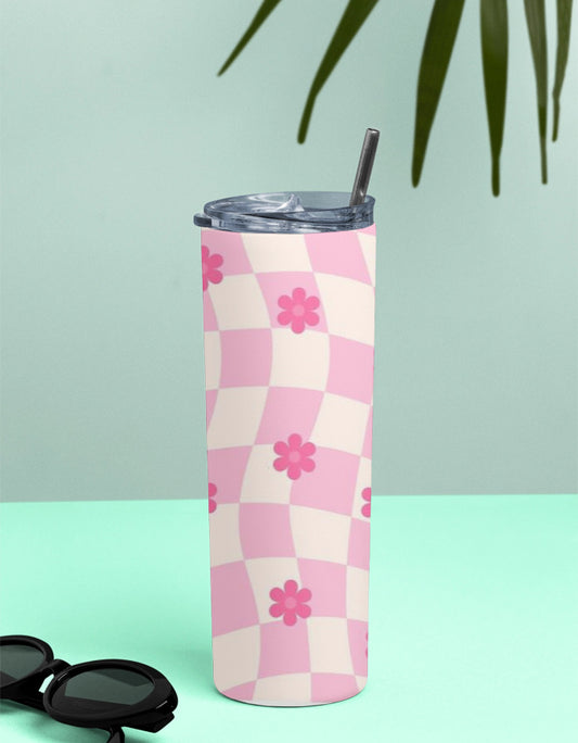 Pink and White Checkered Floral