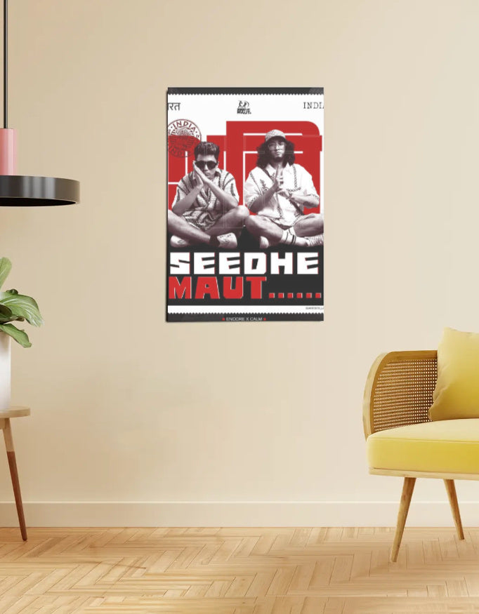 Seedhe Maut — Cross-Legged Chaos | Red × White Poster
