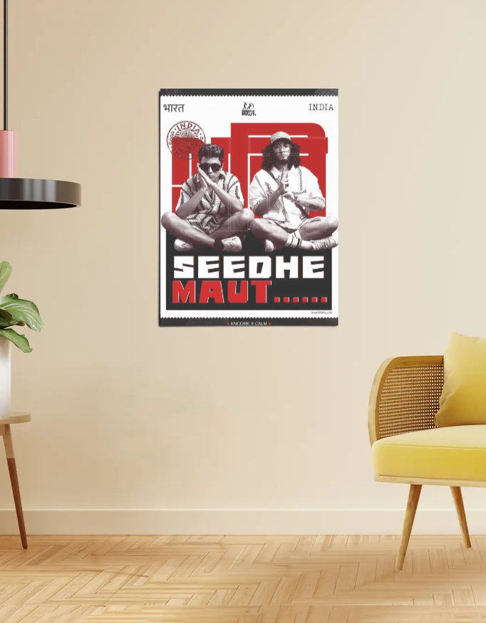Seedhe Maut — Cross-Legged Chaos | Red × White Poster