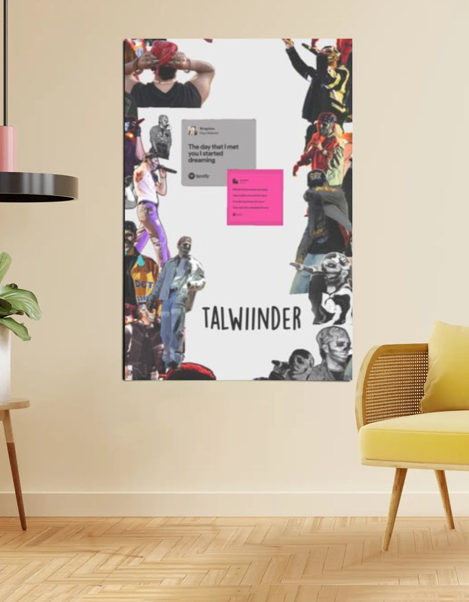 Silhouettes & Lines – Talwinder Minimalist Lyric Poster (White Edit)