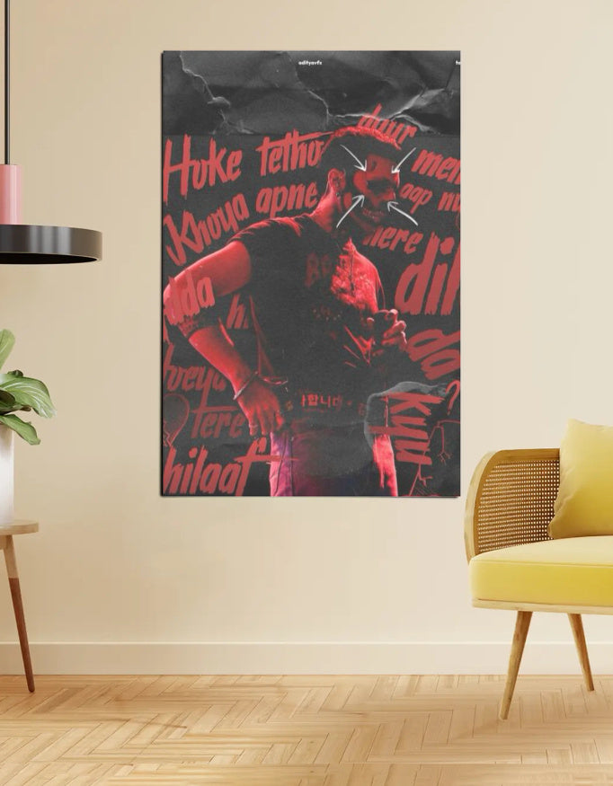 Khilaaf – Talwinder Red Text Poster (Pain Typography on Black)