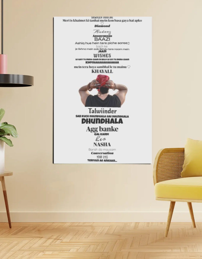 The Discography King – Talwinder Red Scarf Poster (Surrounded by His Sound)
